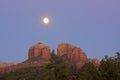 Cathedral Rock, Sedona Arizona and Moon Royalty Free Stock Photo