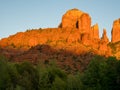 Cathedral Rock at sunset, view from Crescent Moon Ranch picnic site Royalty Free Stock Photo