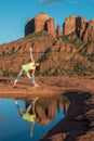 Cathedral Rock Yoga Practice Royalty Free Stock Photo