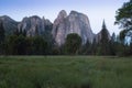 Cathedral Rocks and Cathedral Spires are a prominent collection of cliffs, buttresses and pinnacles located on Yosemite Valley. Royalty Free Stock Photo