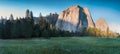 Cathedral Rocks and Cathedral Spires are a prominent collection of cliffs, buttresses and pinnacles located on Yosemite Valley. Royalty Free Stock Photo