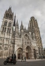 The cathedral in Rouen, Normandy, France, Europe/motorbike. Royalty Free Stock Photo