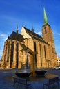 Cathedral of Saint Bartholomew, old architecture, Pilsen, Czech Republic Royalty Free Stock Photo