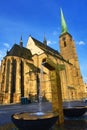 Cathedral of Saint Bartholomew, old architecture, Pilsen, Czech Republic Royalty Free Stock Photo