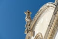 Detail above the facade and statue of the Cathedral of St. James in Sibenik (Katedrala svetog Jakova), Croatia, Europe Royalty Free Stock Photo
