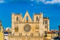Cathedral of saint jean baptist in the historical center of Lyon, France Royalty Free Stock Photo