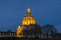 The cathedral of Saint Louis des Invalides in evening. Royalty Free Stock Photo