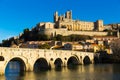 Cathedral of Saint Nazaire and Old Bridge, Beziers Royalty Free Stock Photo