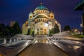 Cathedral of Saint Sava at night in Belgrade Royalty Free Stock Photo