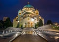 Cathedral of Saint Sava at night in Belgrade Royalty Free Stock Photo