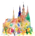 Cathedral of Saint Vitus in the Prague Castle Watercolor Art