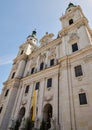 Cathedral of Saints Rupert and Vergilius front low angle view in Salzburg, Austria Royalty Free Stock Photo