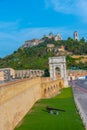 Cathedral of San Ciriaco behind Arco di Traiano in Ancona, Italy Royalty Free Stock Photo