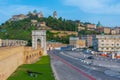 Cathedral of San Ciriaco behind Arco di Traiano in Ancona, Italy Royalty Free Stock Photo