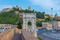 Cathedral of San Ciriaco behind Arco di Traiano in Ancona, Italy Royalty Free Stock Photo