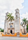 Centuries-Old Historic Cathedral of San Gervasio Church in Valladolid, Mexico Royalty Free Stock Photo