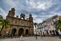 Cathedral of Santa Ana (Holy Cathedral-Basilica of the Canaries) in Las Palmas, view from the main square of Vegueta