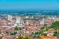 Cathedral of Santa Maria Assunta and Aerial view of Italian city Brescia