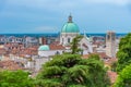 Cathedral of Santa Maria Assunta and Aerial view of Italian city Brescia