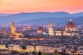 Cathedral Santa Maria del Fiore Duomo from above at sunset, Fl