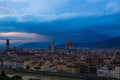 Cathedral of Santa Maria del Fiore Duomo and Arnolfo tower of Palazzo Vecchio. Night view from night from Piazzale Michelangelo Royalty Free Stock Photo