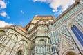 Cathedral Santa Maria del Fiore in Florence, Tuscany, Italy. Detail of the facade. Florence Cathedral, formally the Cattedrale di Royalty Free Stock Photo