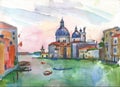 Venice, Italy. Grand Canal and Basilica Santa Maria della Salute Royalty Free Stock Photo