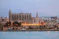 Cathedral on sea coast. Palma-de-Majorca, Spain Royalty Free Stock Photo