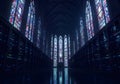 The Cathedral of Servers - Gothic Data Sanctuary with Glowing Racks Royalty Free Stock Photo