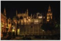 Cathedral Seville and La Giralda at night. Seville, Spain Royalty Free Stock Photo