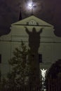 Cathedral Shadow and Full Moon Royalty Free Stock Photo