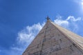 Cathedral spire of tower of St. Anastasia cathedral in Zadar, Croatia. Royalty Free Stock Photo