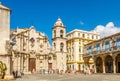 Cathedral Square with catholic church, bell tower and old buildi