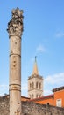 Cathedral of St. Anastasia and historical pillar in the old town of Zadar, Croatia Royalty Free Stock Photo