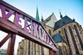 Cathedral of St. Bartholomew in Pilsen, Czech Republic and Easter Market