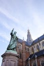 Cathedral St. Bavo with statue Royalty Free Stock Photo