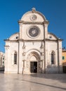 Cathedral of St James at center of city Sibenik, Croatia. UNESCO heritage. View to entrance Royalty Free Stock Photo