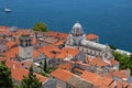 Cathedral of St James among red tiled rooftops of old town ÃÂ ibenik Royalty Free Stock Photo