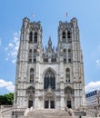 The Cathedral of St. Michael and St. Gudula (CathÃÂ©drale des Saints Michel et Gudule), is a medieval Roman Catholice Royalty Free Stock Photo