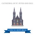 Cathedral St Peter Paul Brno Czech Republic flat vector sight