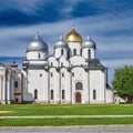 Cathedral of St. Sophia the Wisdom of God in Veliky Novgorod, Russia. Ancient church in the Detinets or Kremlin in Veliky Novgorod Royalty Free Stock Photo