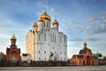 Cathedral of St. Stephen of Perm The Orthodox Spiritual Center in Syktyvkar Spring clouds over the temple. Royalty Free Stock Photo