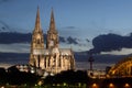 Cathedral After Sunset At Night In Cologne, Germany