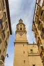 Cathedral tower and houses in Logrono Royalty Free Stock Photo