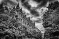 Cathedral Under Stormy Clouds in Black and White HDR