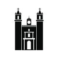 Cathedral in Valladolid, Mexico icon, simple style