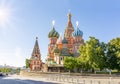 Cathedral of Vasily the Blessed Saint Basil`s Cathedral on Red Square at sunrise, Moscow, Russia Royalty Free Stock Photo