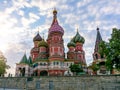 Cathedral of Vasily the Blessed Saint Basil`s Cathedral on Red Square at sunset, Moscow, Russia Royalty Free Stock Photo