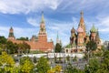 Cathedral of Vasily the Blessed Saint Basil`s Cathedral and Spasskaya Tower on Red Square in Moscow, Russia Royalty Free Stock Photo