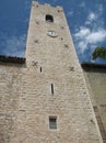 Cathedral of Vence, France features a twelfth century medieval stone bell and clock tower